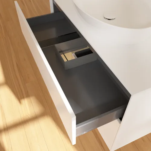VILLEROY BOCH Toaletní skříňka Finion, s osvětlením, 2 výsuvy, 1000 x 603 x 501 mm, bílý matný lak / dubová dýha / sklo bílé matné #F891PCMT, obrázek 8