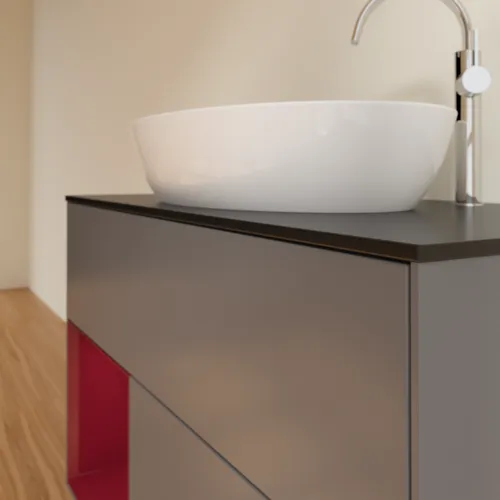 VILLEROY BOCH Toaletní skříňka Finion, s osvětlením, 2 výsuvy, 1000 x 603 x 501 mm, antracitový matný lak / pivoňkový matný lak / černé matné sklo #F892HBGK, obrázek 6