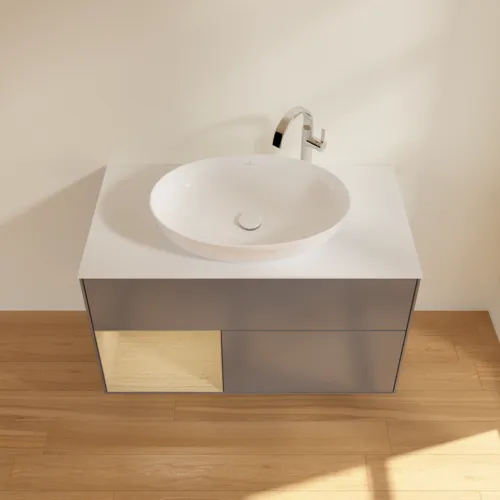 VILLEROY BOCH Toaletní skříňka Finion, s osvětlením, 2 výsuvy, 1000 x 603 x 501 mm, antracit matný lak / dubová dýha / sklo bílé matné #F891PCGK, obrázek 4