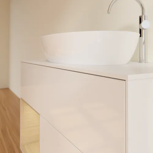 VILLEROY BOCH Toaletní skříňka Finion, s osvětlením, 2 výsuvy, 1000 x 603 x 501 mm, lesklý bílý lak / dubová dýha / sklo bílé matné #F891PCGF, obrázek 6