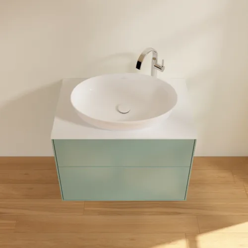 VILLEROY BOCH Toaletní skříňka Finion, 2 výsuvy, 800 x 603 x 501 mm, olivový matný lak / sklo bílé matné #F87100GM, obrázek 4