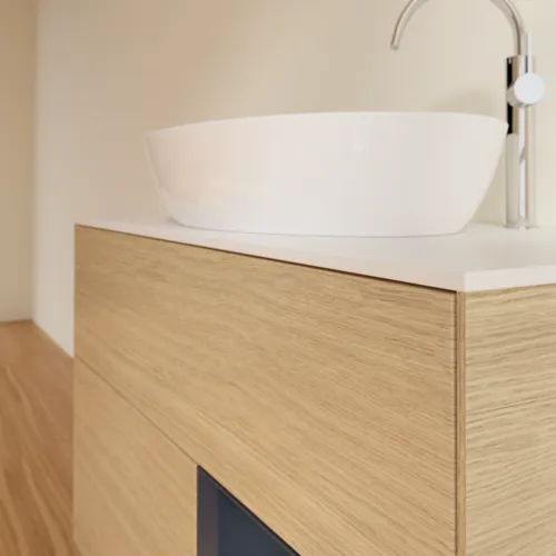 VILLEROY BOCH Toaletní skříňka Finion, s osvětlením, 2 výsuvy, 1000 x 603 x 501 mm, dubová dýha / půlnočně modrý matný lak / bílé matné sklo #F901HGPC, obrázek 2