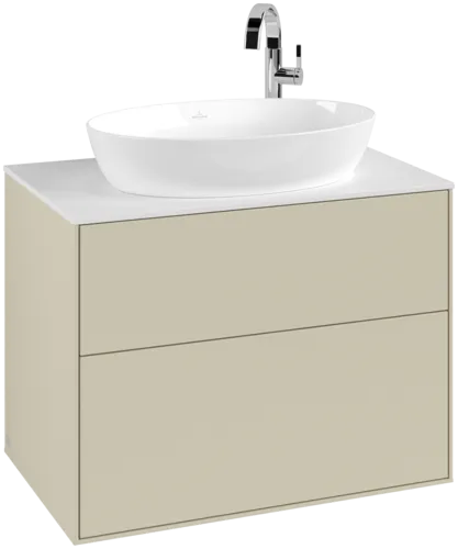 VILLEROY BOCH Toaletní skříňka Finion, 2 výsuvy, 800 x 603 x 501 mm, hedvábně šedý matný lak / sklo bílé matné #F87100HJ