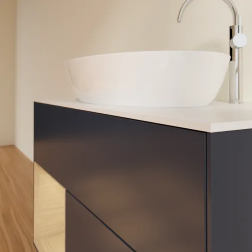 VILLEROY BOCH Toaletní skříňka Finion, s osvětlením, 2 výsuvy, 1000 x 603 x 501 mm, Midnight Blue Matt Lacquer / Oak Veneer / Glass White Matt #F891PCHG, obrázek 6