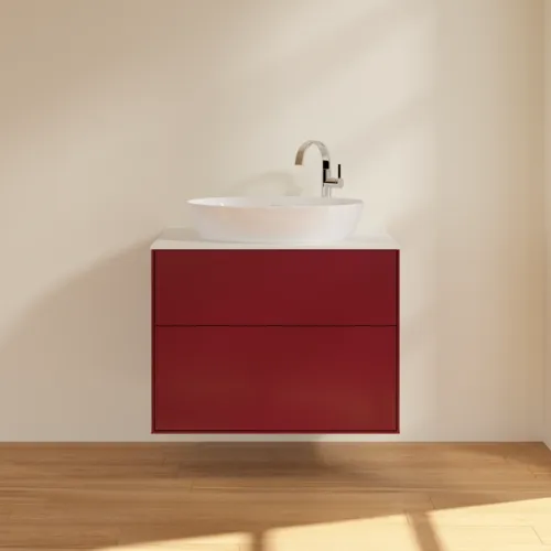 VILLEROY BOCH Toaletní skříňka Finion, 2 výsuvy, 800 x 603 x 501 mm, Peony Matt Lacquer / Glass White Matt #F87100HB, obrázek 3