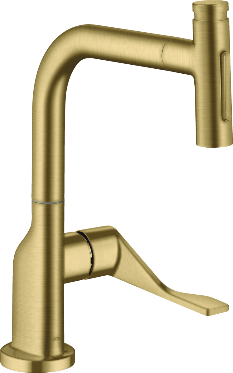 HANSGROHE Jednopáková kuchyňská baterie AXOR Citterio Select 230 2jet s výsuvnou sprchou a sBoxem #39862950 - kartáčovaná mosaz