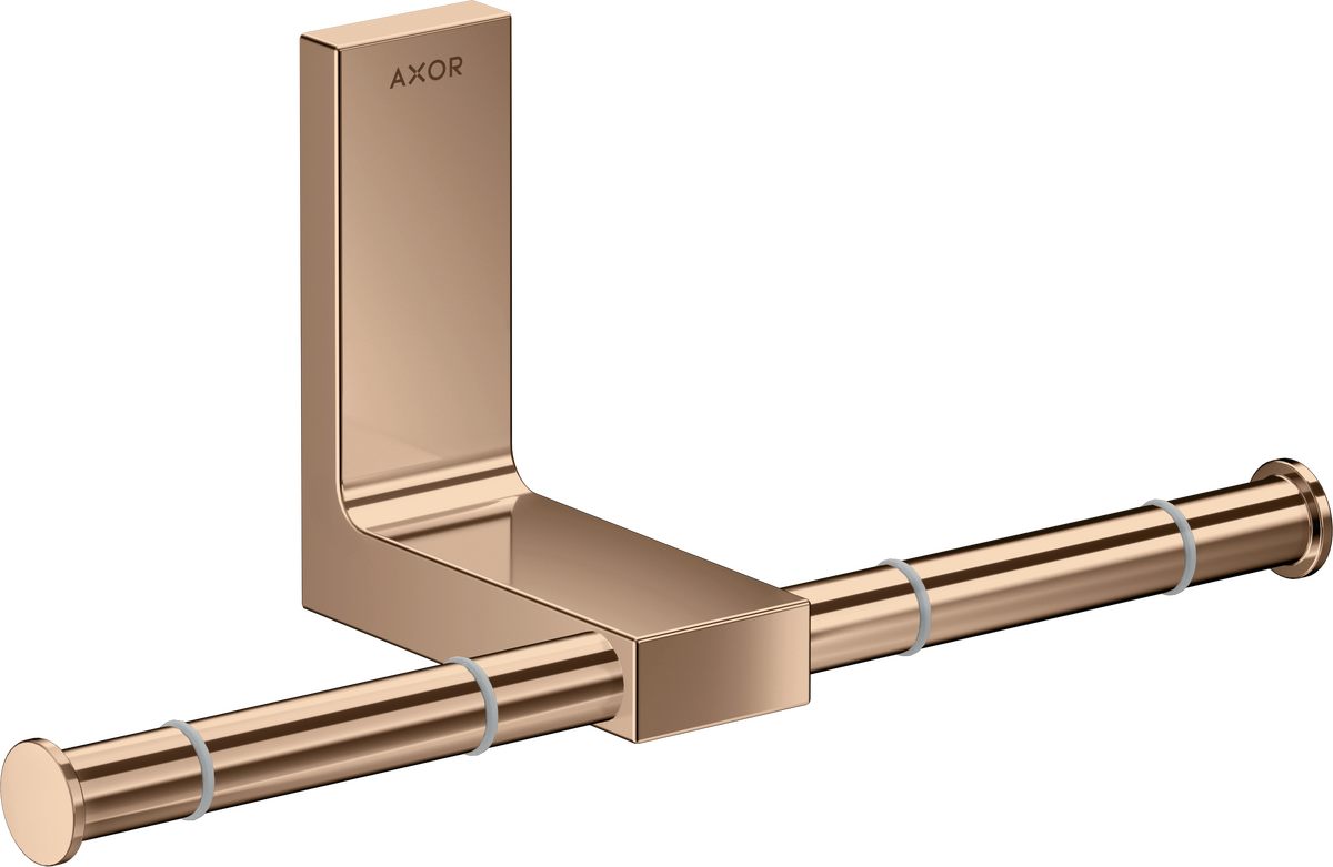 HANSGROHE AXOR Univerzální obdélníkový držák na toaletní papír dvojitý #42657300 - leštěný červenozlatý