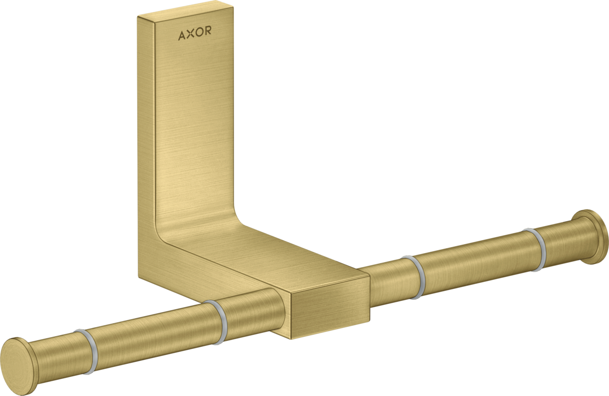 HANSGROHE AXOR Univerzální obdélníkový držák na toaletní papír dvojitý #42657950 - kartáčovaná mosaz