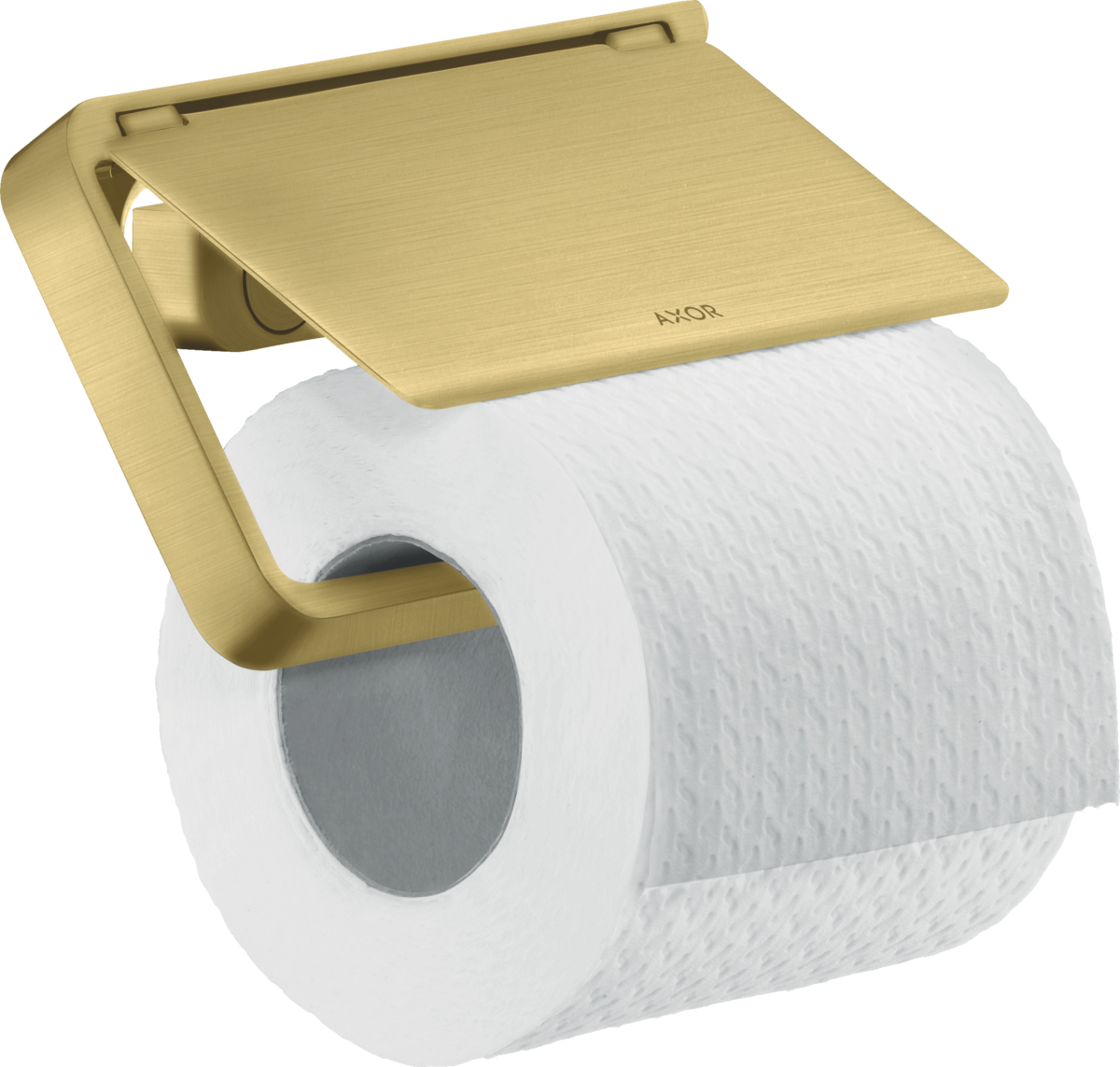 HANSGROHE AXOR Universal držák na toaletní papír Softsquare s víkem #42836950 - kartáčovaná mosaz