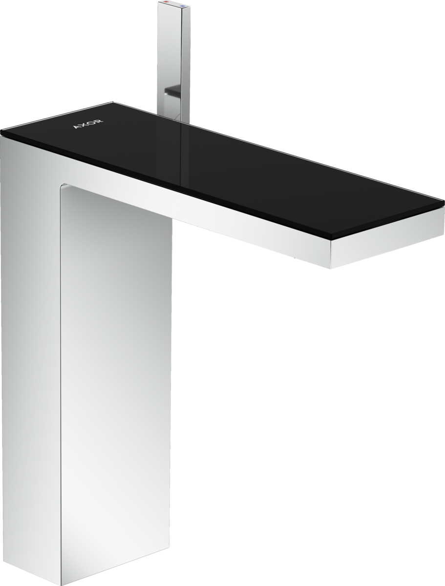 HANSGROHE AXOR MyEdition Páková umyvadlová baterie 230 pro umyvadlové mísy s odtokovou soupravou Push-Open #47020600 - chrom/černé sklo