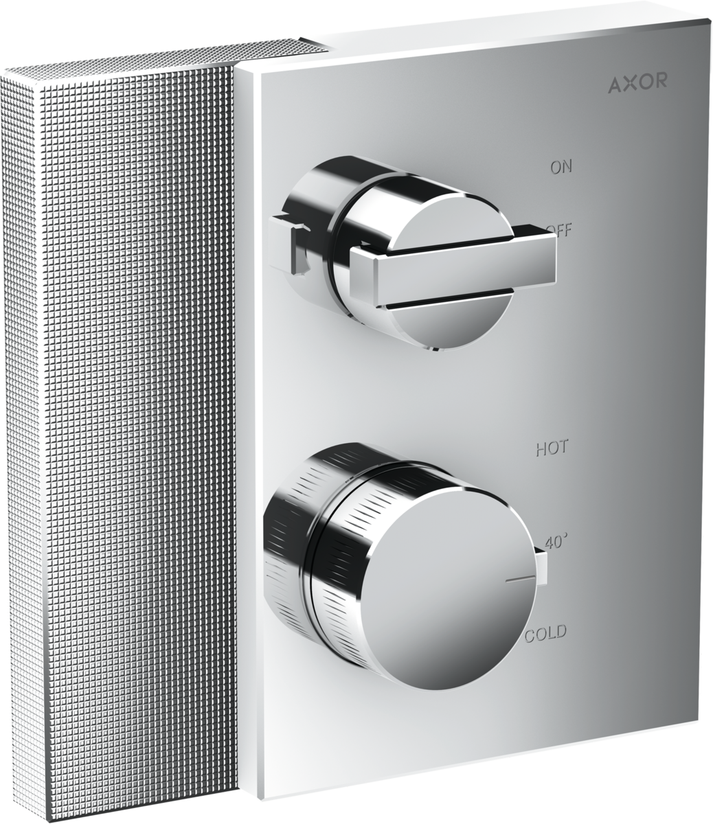 HANSGROHE AXOR Edge Termostat s podomítkovou instalací, s uzavíracím ventilem - diamantový brus #46751000 - chrom