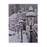 LED nástěnná malba, s motivem zasněžené lampy, osvětleno 5 ks LED, 40 x 50 cm