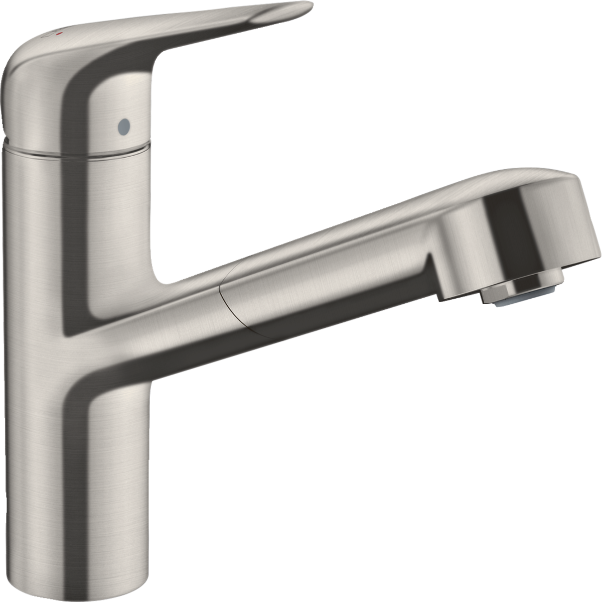 HANSGROHE Focus M42 jednopáková kuchyňská baterie 150, vytahovací výtoková trubice, 1 tryska, sBox #71829800 - povrchová úprava nerezová ocel