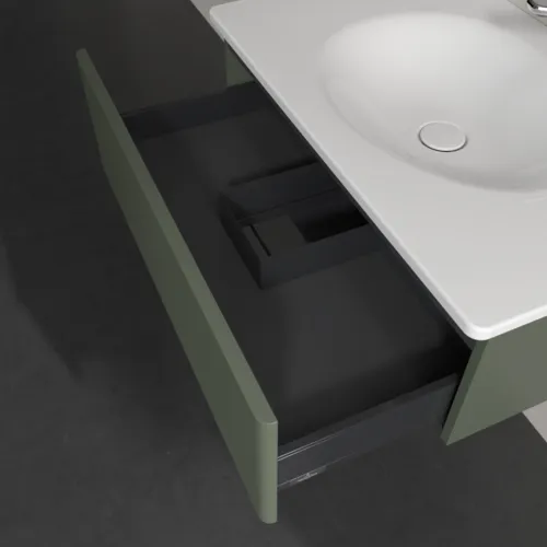 VILLEROY BOCH Toaletní skříňka Antao, 1 zásuvka, 788 x 256 x 496 mm, texturovaná přední část, listově zelený matný lak #K01100HL, obrázek 7