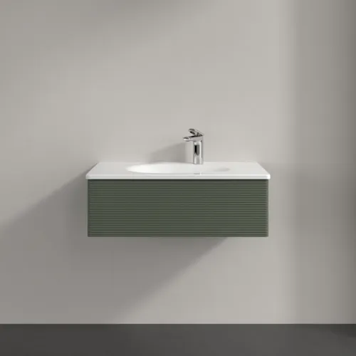 VILLEROY BOCH Toaletní skříňka Antao, 1 zásuvka, 788 x 256 x 496 mm, texturovaná přední část, listově zelený matný lak #K01100HL, obrázek 3
