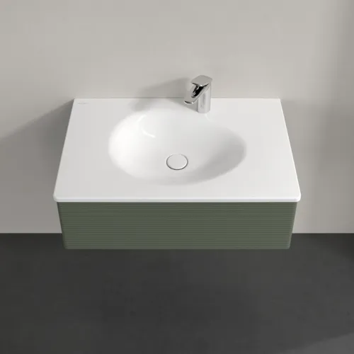 VILLEROY BOCH Toaletní skříňka Antao, 1 zásuvka, 788 x 256 x 496 mm, texturovaná přední část, listově zelený matný lak #K01100HL, obrázek 4