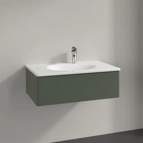 VILLEROY BOCH Toaletní skříňka Antao, 1 zásuvka, 788 x 256 x 496 mm, texturovaná přední část, listově zelený matný lak #K01100HL, obrázek 2