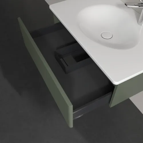 VILLEROY BOCH Toaletní skříňka Antao, 1 zásuvka, 788 x 256 x 496 mm, texturovaná přední část, listově zelený matný lak #K01100HL, obrázek 6