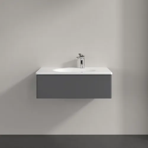 VILLEROY BOCH Toaletní skříňka Antao, 1 zásuvka, 788 x 256 x 496 mm, přední strana bez konstrukce, antracitový matný lak #K01000GK, obrázek 3