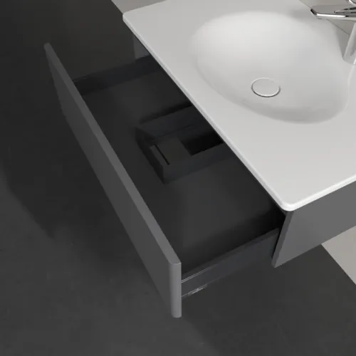 VILLEROY BOCH Toaletní skříňka Antao, 1 zásuvka, 788 x 256 x 496 mm, přední strana bez konstrukce, antracitový matný lak #K01000GK, obrázek 6