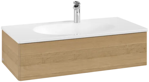 VILLEROY BOCH Toaletní skříňka Antao, 1 zásuvka, 988 x 256 x 493 mm, přední strana bez konstrukce, medový dub #K02000HN