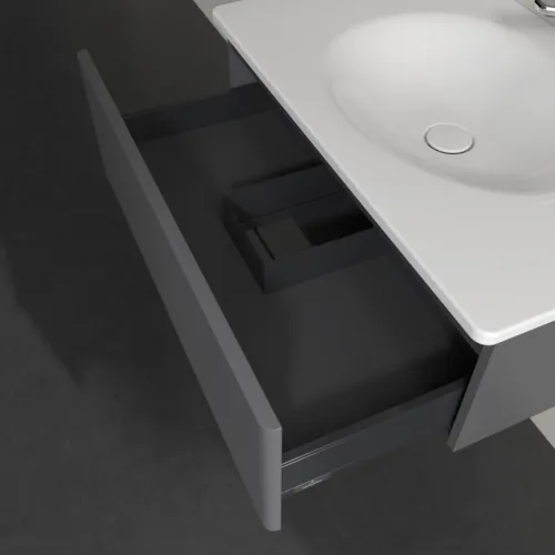 VILLEROY BOCH Toaletní skříňka Antao, 1 zásuvka, 788 x 256 x 496 mm, strukturovaná přední část, antracitový matný lak #K01100GK, obrázek 7