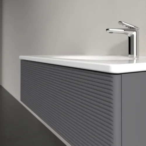 VILLEROY BOCH Toaletní skříňka Antao, 1 zásuvka, 788 x 256 x 496 mm, strukturovaná přední část, antracitový matný lak #K01100GK, obrázek 5