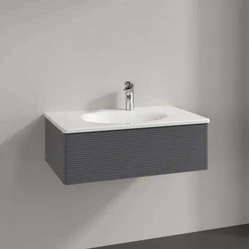 VILLEROY BOCH Toaletní skříňka Antao, 1 zásuvka, 788 x 256 x 496 mm, strukturovaná přední část, antracitový matný lak #K01100GK, obrázek 2