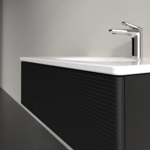 VILLEROY BOCH Toaletní skříňka Antao, 1 zásuvka, 788 x 256 x 496 mm, texturovaná přední část, černý matný lak #K01100PD, obrázek 5