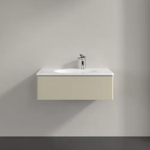 VILLEROY BOCH Toaletní skříňka Antao, 1 zásuvka, 788 x 256 x 496 mm, přední strana bez konstrukce, hedvábně šedý matný lak #K01000HJ, obrázek 3