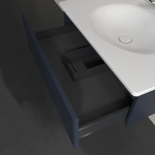 VILLEROY BOCH Toaletní skříňka Antao, 1 zásuvka, 788 x 256 x 496 mm, přední strana bez konstrukce, matný lak Midnight Blue #K01000HG, obrázek 7