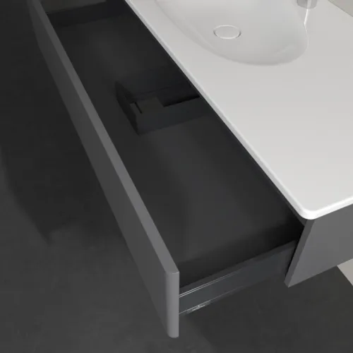 VILLEROY BOCH Toaletní skříňka Antao, 1 zásuvka, 1188 x 256 x 493 mm, přední strana bez konstrukce, antracitový matný lak #K03000GK, obrázek 7