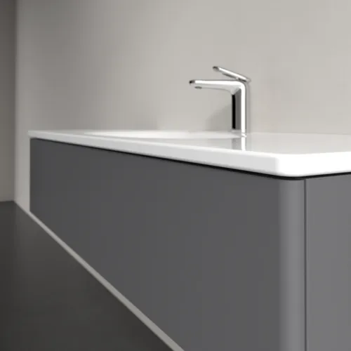 VILLEROY BOCH Toaletní skříňka Antao, 1 zásuvka, 1188 x 256 x 493 mm, přední strana bez konstrukce, antracitový matný lak #K03000GK, obrázek 5