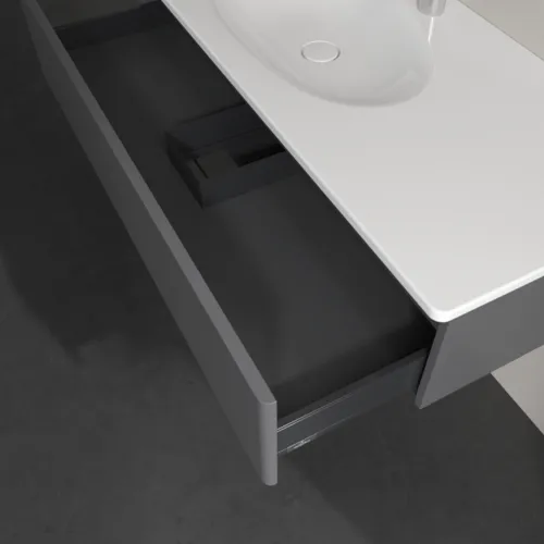 VILLEROY BOCH Toaletní skříňka Antao, 1 zásuvka, 1188 x 256 x 493 mm, přední strana bez konstrukce, antracitový matný lak #K03000GK, obrázek 6