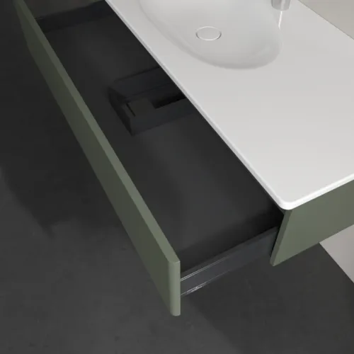 VILLEROY BOCH Toaletní skříňka Antao, 1 zásuvka, 1188 x 256 x 493 mm, přední strana bez konstrukce, listově zelený matný lak #K03000HL, obrázek 6