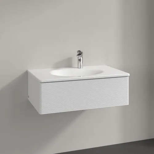 VILLEROY BOCH Toaletní skříňka Antao, 1 zásuvka, 788 x 256 x 496 mm, strukturovaná přední strana, lesklý bílý lak #K01100GF, obrázek 2