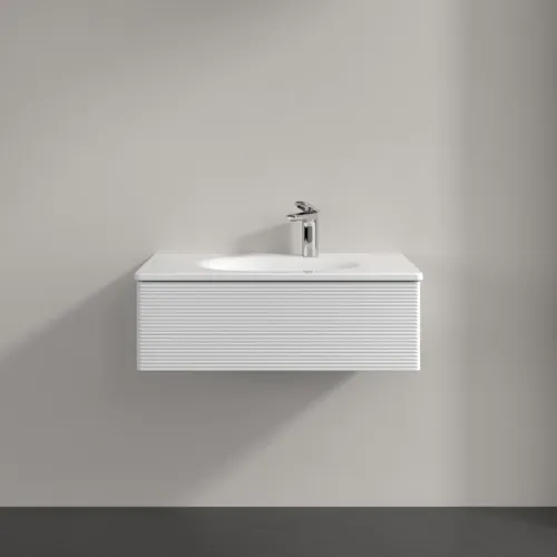 VILLEROY BOCH Toaletní skříňka Antao, 1 zásuvka, 788 x 256 x 496 mm, strukturovaná přední strana, lesklý bílý lak #K01100GF, obrázek 3