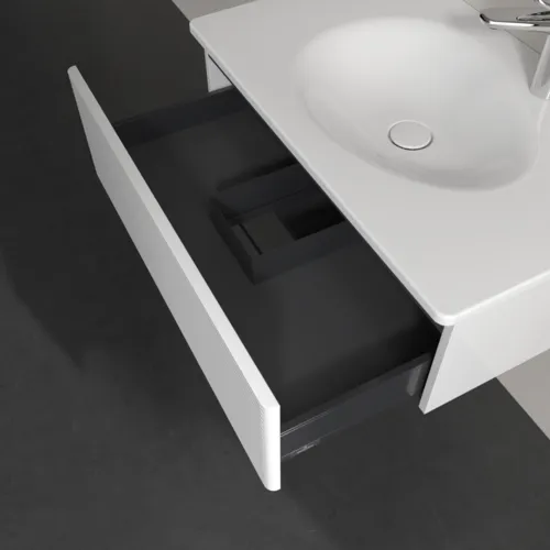 VILLEROY BOCH Toaletní skříňka Antao, 1 zásuvka, 788 x 256 x 496 mm, strukturovaná přední strana, lesklý bílý lak #K01100GF, obrázek 5