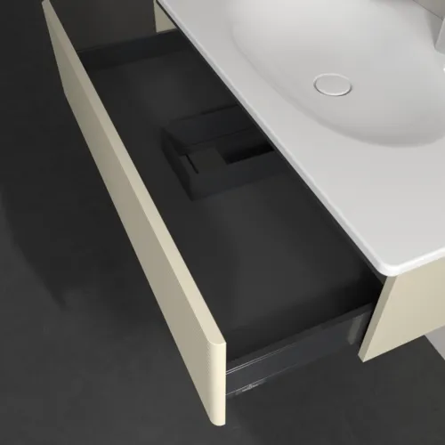 VILLEROY BOCH Toaletní skříňka Antao, 1 zásuvka, 988 x 256 x 493 mm, přední strana s konstrukcí, hedvábně šedý matný lak #K02100HJ, obrázek 7
