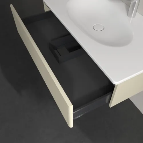 VILLEROY BOCH Toaletní skříňka Antao, 1 zásuvka, 988 x 256 x 493 mm, přední strana s konstrukcí, hedvábně šedý matný lak #K02100HJ, obrázek 6