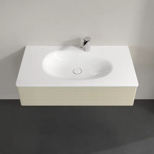 VILLEROY BOCH Toaletní skříňka Antao, 1 zásuvka, 988 x 256 x 493 mm, přední strana s konstrukcí, hedvábně šedý matný lak #K02100HJ, obrázek 4