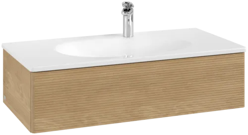 VILLEROY BOCH Toaletní skříňka Antao, 1 zásuvka, 988 x 256 x 493 mm, texturované čelo, medový dub #K02100HN