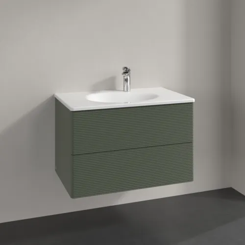 VILLEROY BOCH Toaletní skříňka Antao, 2 výsuvy, 788 x 504 x 496 mm, texturovaná přední strana, listově zelený matný lak #K04100HL, obrázek 2