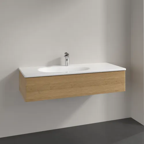 VILLEROY BOCH Toaletní skříňka Antao, 1 zásuvka, 1188 x 256 x 493 mm, strukturované čelo, medový dub #K03100HN, obrázek 2