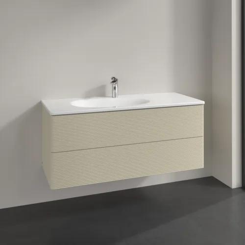 VILLEROY BOCH Toaletní skříňka Antao, 2 výsuvy, 1188 x 504 x 492 mm, přední strana s konstrukcí, hedvábně šedý matný lak #K06100HJ, obrázek 2