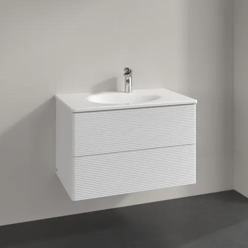 VILLEROY BOCH Toaletní skříňka Antao, 2 výsuvy, 788 x 504 x 496 mm, strukturovaná přední strana, lesklý bílý lak #K04100GF, obrázek 2