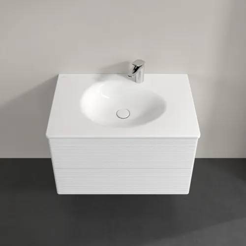 VILLEROY BOCH Toaletní skříňka Antao, 2 výsuvy, 788 x 504 x 496 mm, strukturovaná přední strana, lesklý bílý lak #K04100GF, obrázek 4