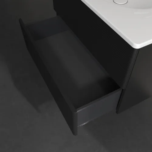VILLEROY BOCH Toaletní skříňka Antao, 2 výsuvy, 788 x 504 x 496 mm, texturovaná přední strana, černý matný lak #K04100PD, obrázek 6
