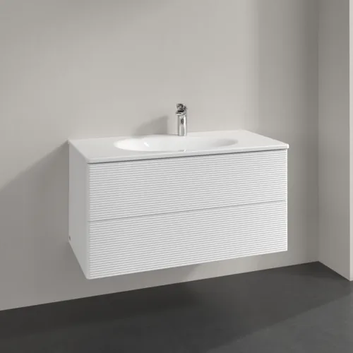 VILLEROY BOCH Toaletní skříňka Antao, 2 výsuvy, 988 x 504 x 496 mm, texturovaná přední část, bílý matný lak #K05100MT, obrázek 2