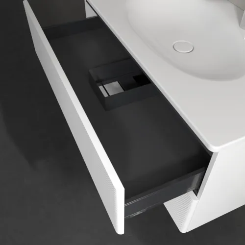 VILLEROY BOCH Toaletní skříňka Antao, 2 výsuvy, 988 x 504 x 496 mm, texturovaná přední část, bílý matný lak #K05100MT, obrázek 6